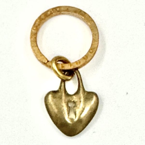 Robert Lee Morris Small Brass Heart Lock Keychain