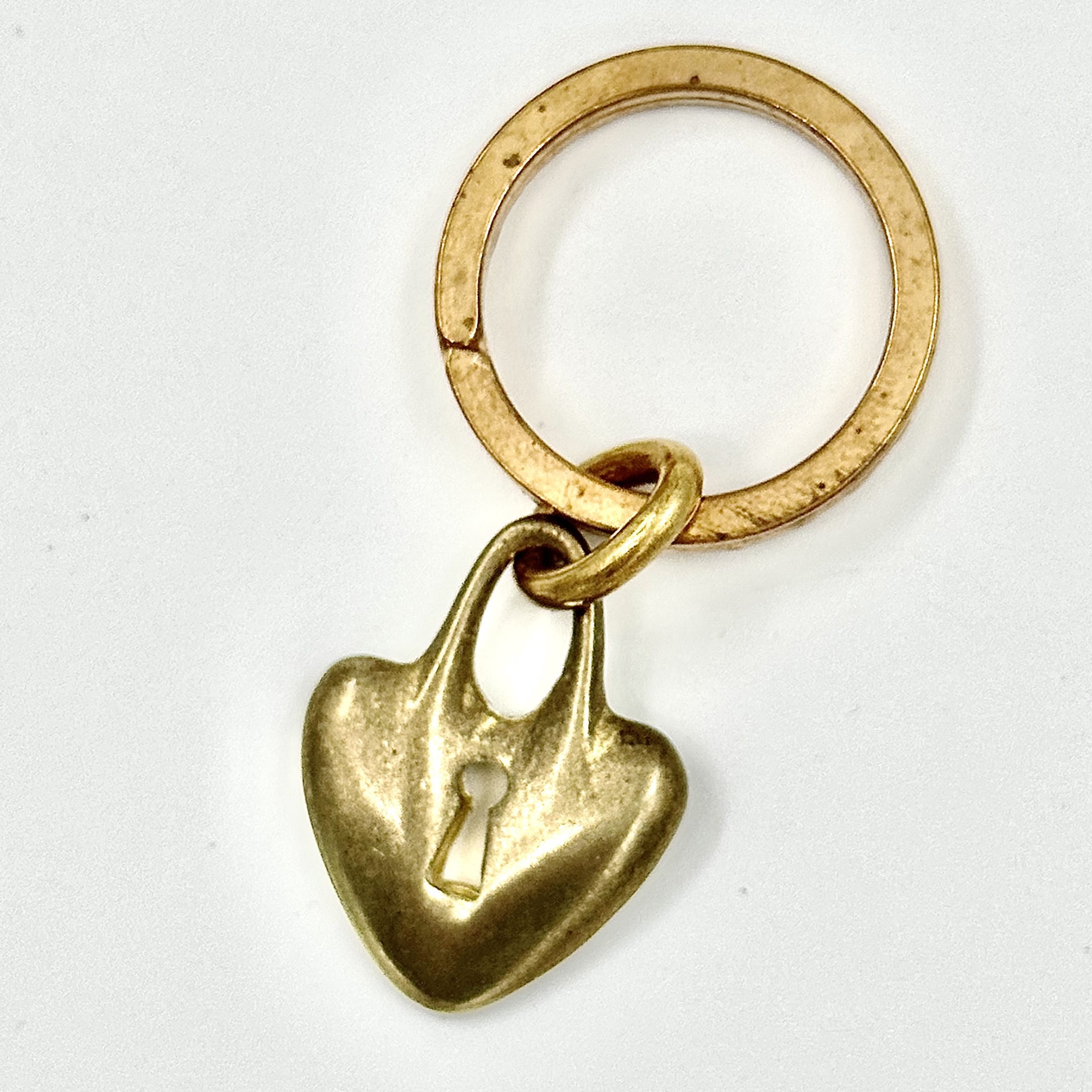 Robert Lee Morris Small Brass Heart Lock Keychain - Image 2