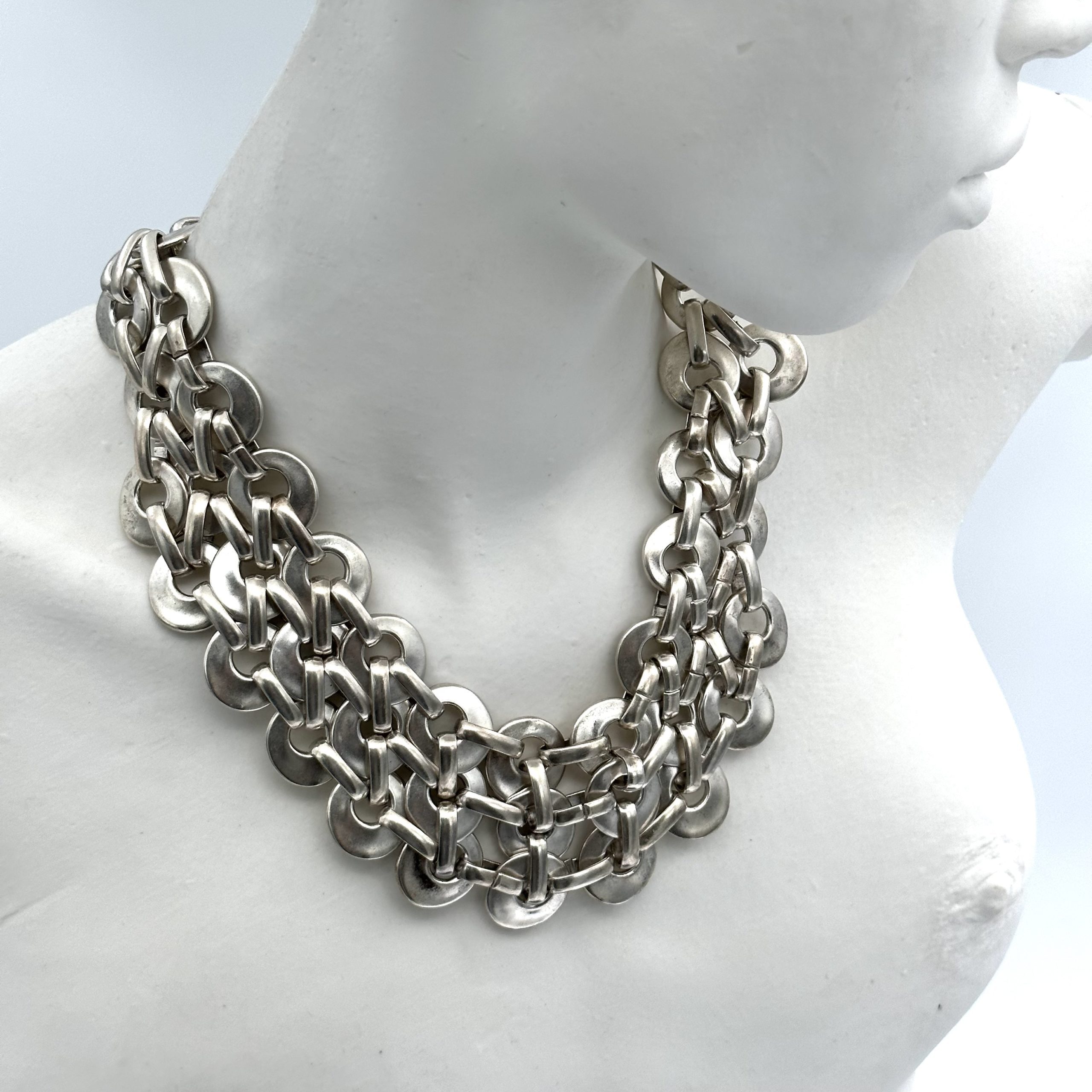 Robert Lee Morris Sterling Silver Chain Mesh-Fruit-Loop Collar Necklace - Image 4
