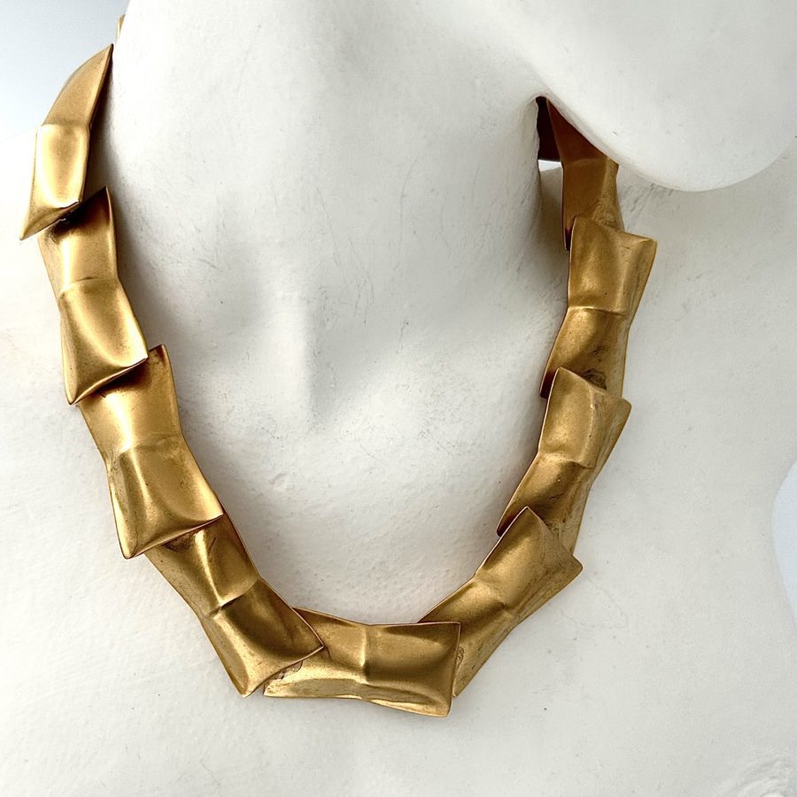 Robert Lee Morris Gold Plated Pinched Package Necklace - Image 4