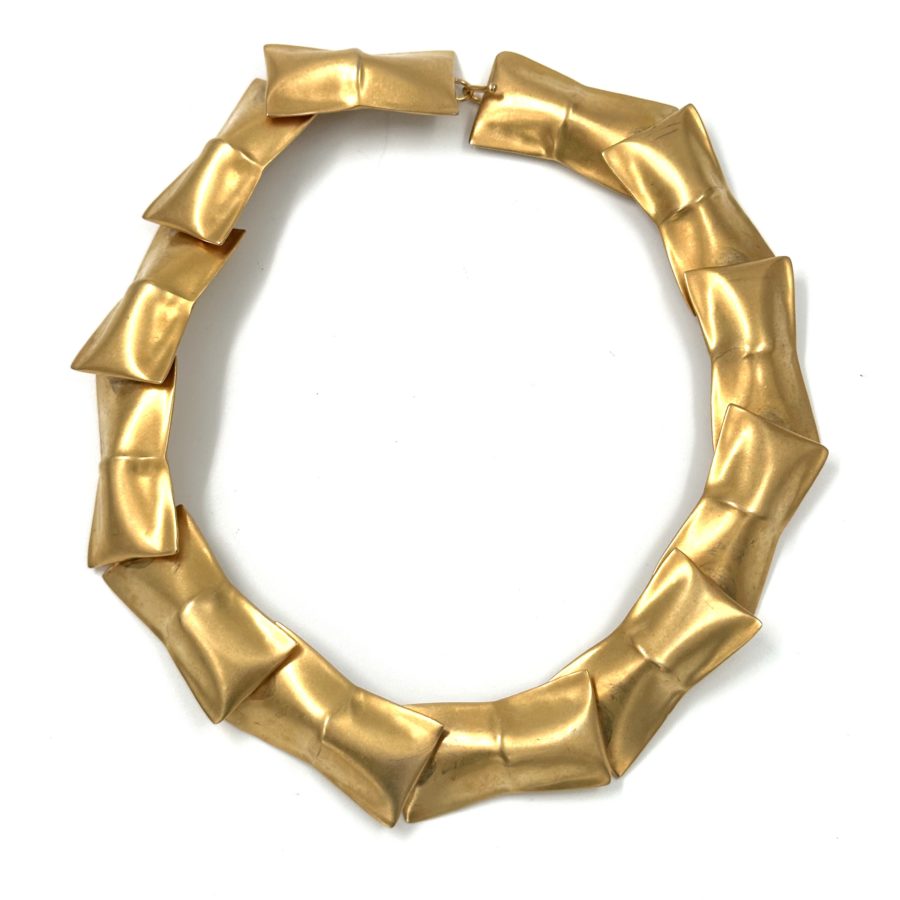 Robert Lee Morris Gold Plated Pinched Package Necklace