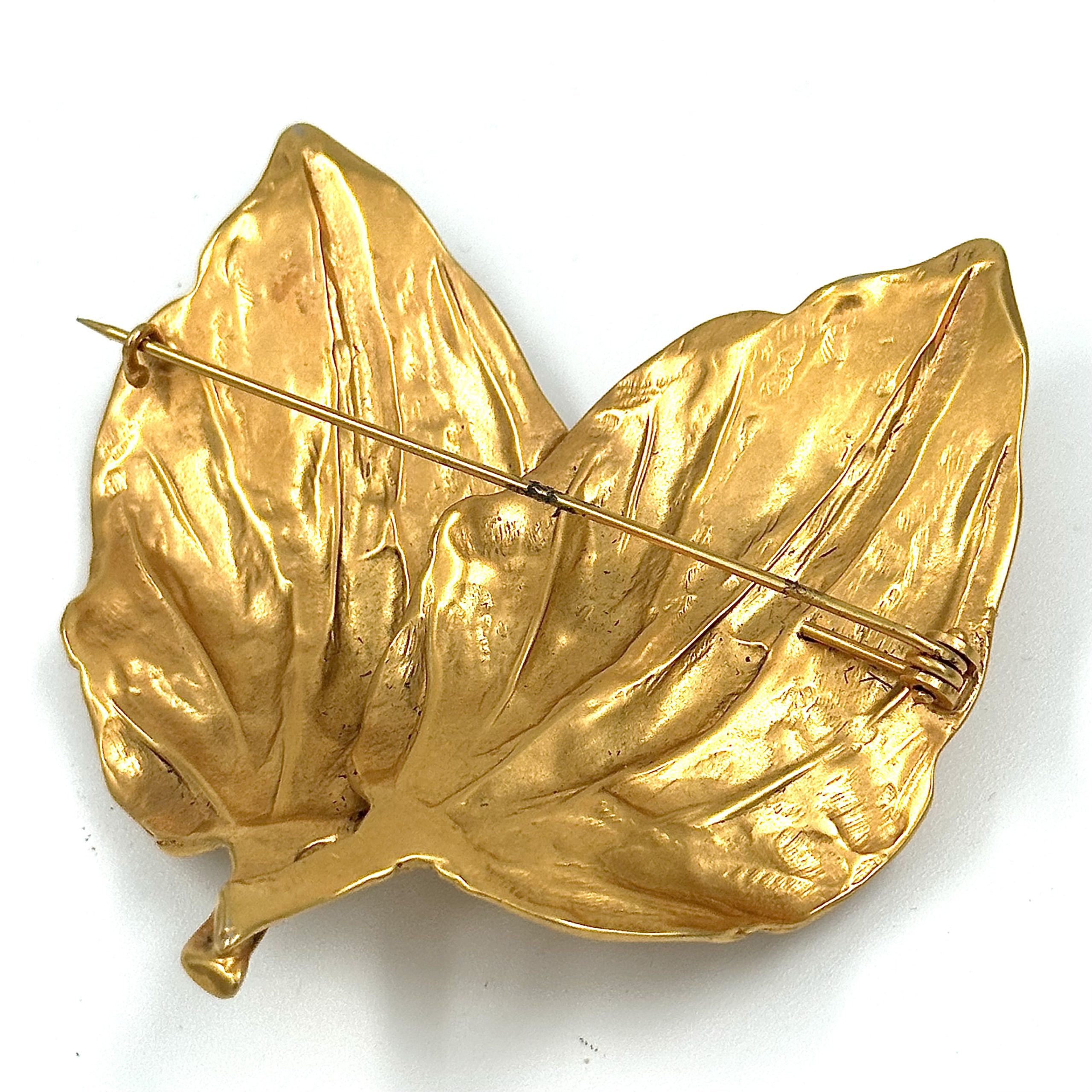 Robert Lee Morris Gold Plated Overlapping Leaf Pin - Image 4