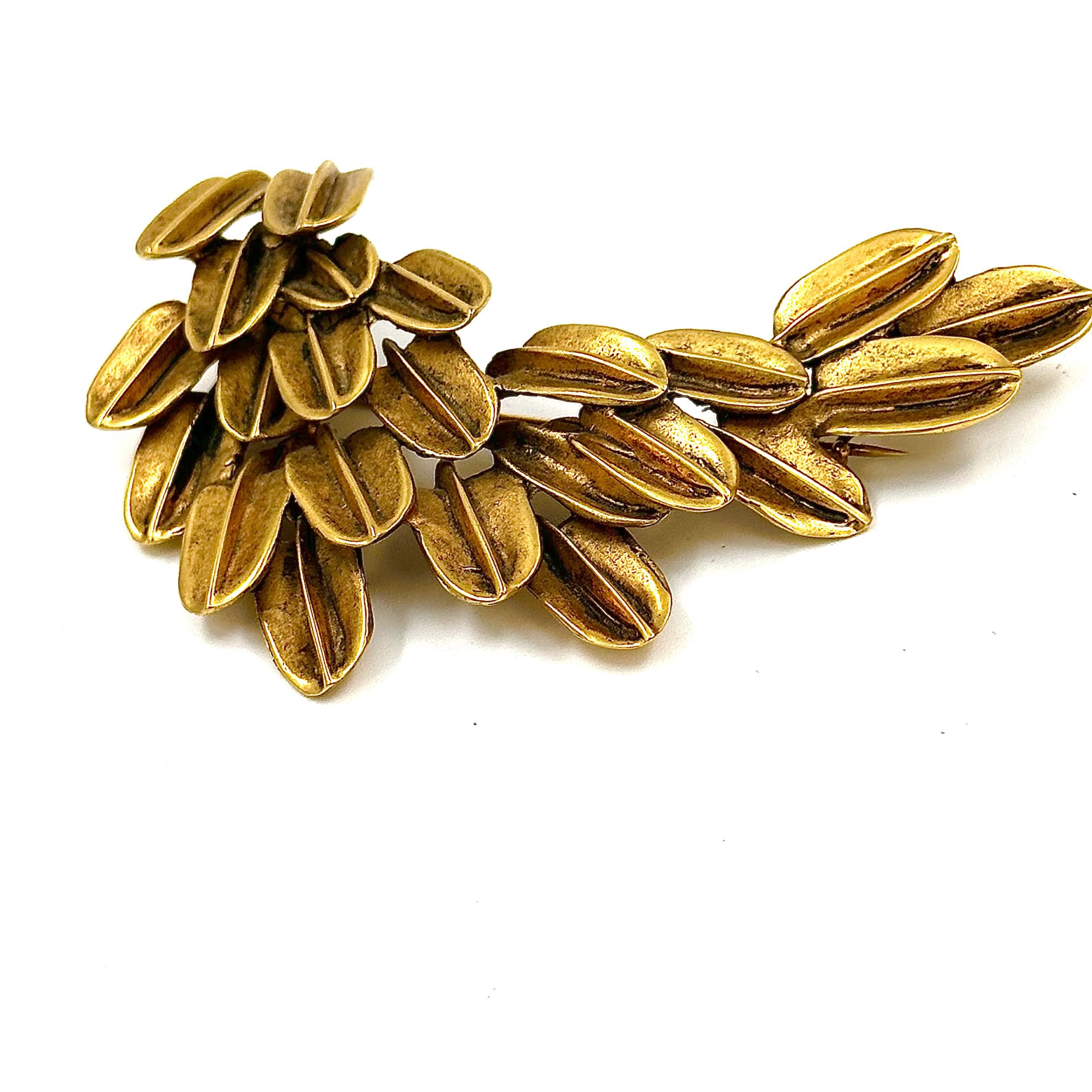 Robert Lee Morris Gold Plated Arch of Leaves Pin - Image 2