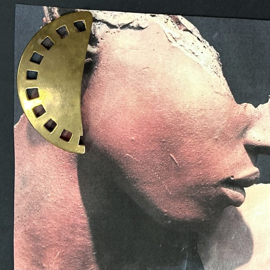 Robert Lee Morris Oxidized Brass Machined Earrings 1979 - Image 2