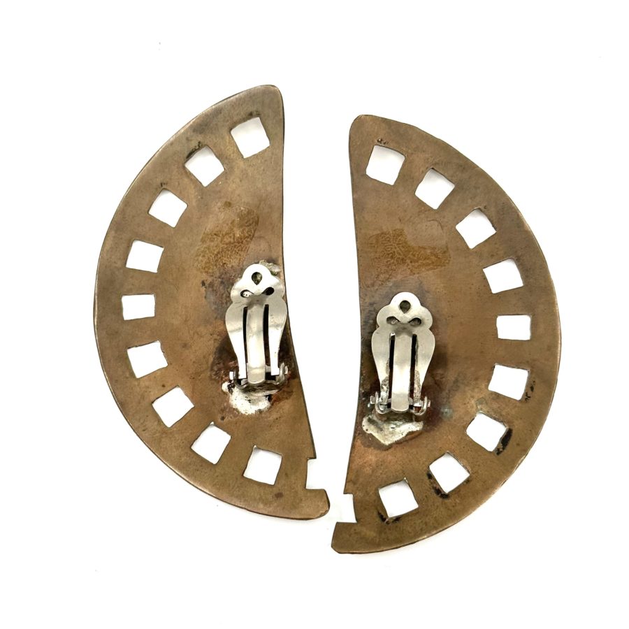 Robert Lee Morris Oxidized Brass Machined Earrings 1979 - Image 3