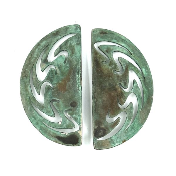 Robert Lee Morris Verdigris Swan Cutout Earrings 1980