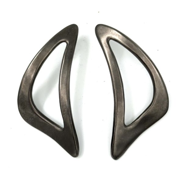Robert Lee Morris Large Charcoal Grey Fairy Wing Earrings