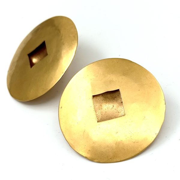 Robert Lee Morris Gold Plated Asian Coin Disc Earrings