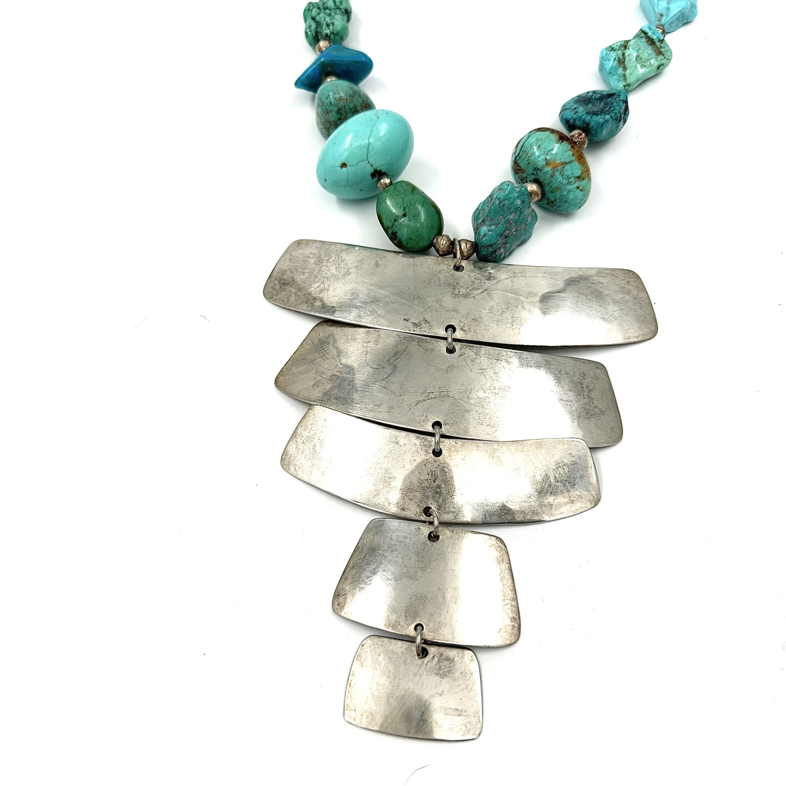 Robert Lee Morris Silver & Turquoise Ziggurat Necklace - Image 2