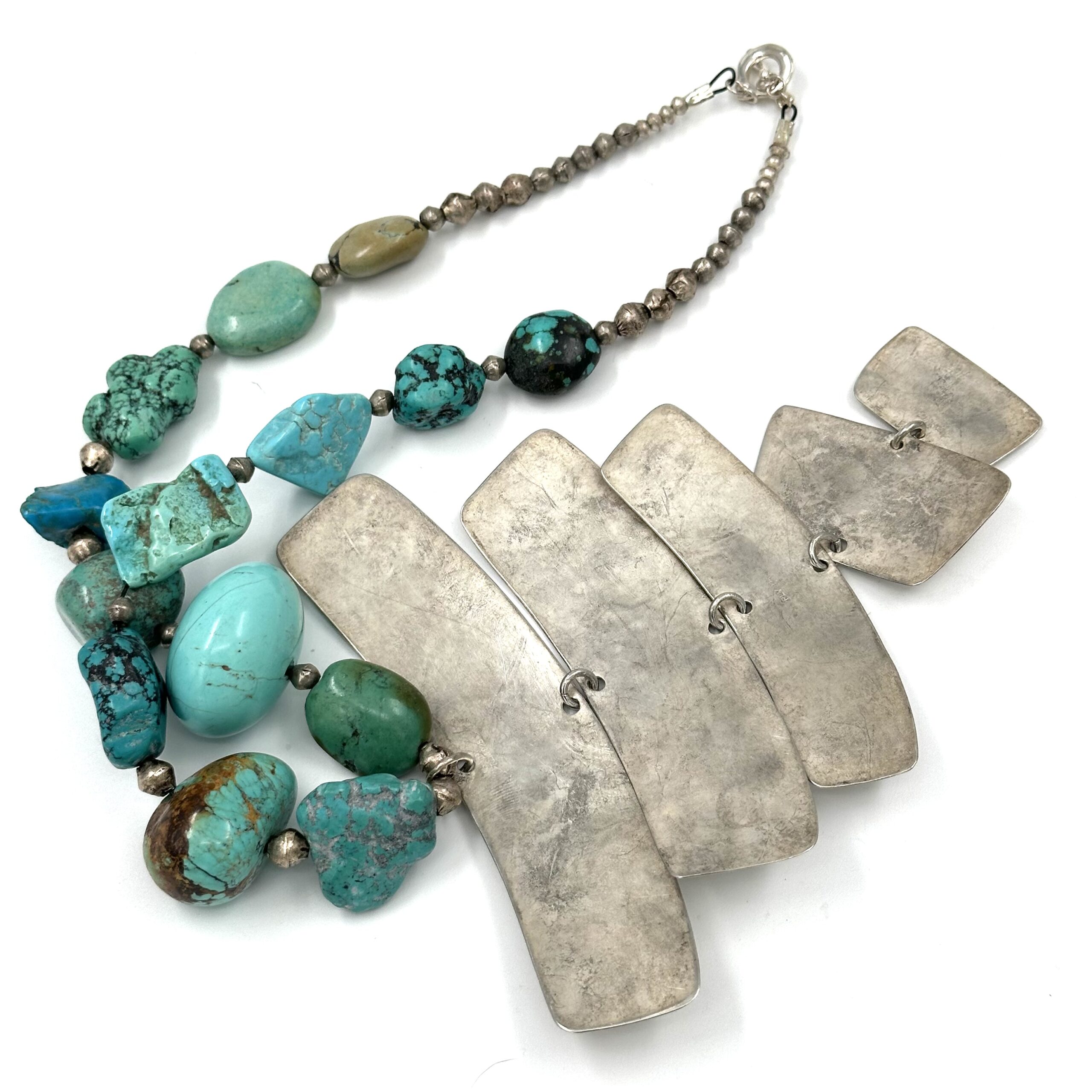 Robert Lee Morris Silver & Turquoise Ziggurat Necklace - Image 4