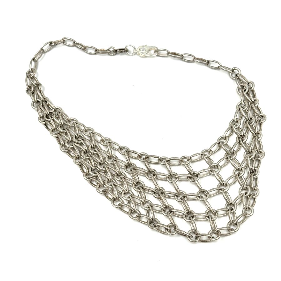 Robert Lee Morris Silver Mesh Bib Necklace - Image 4