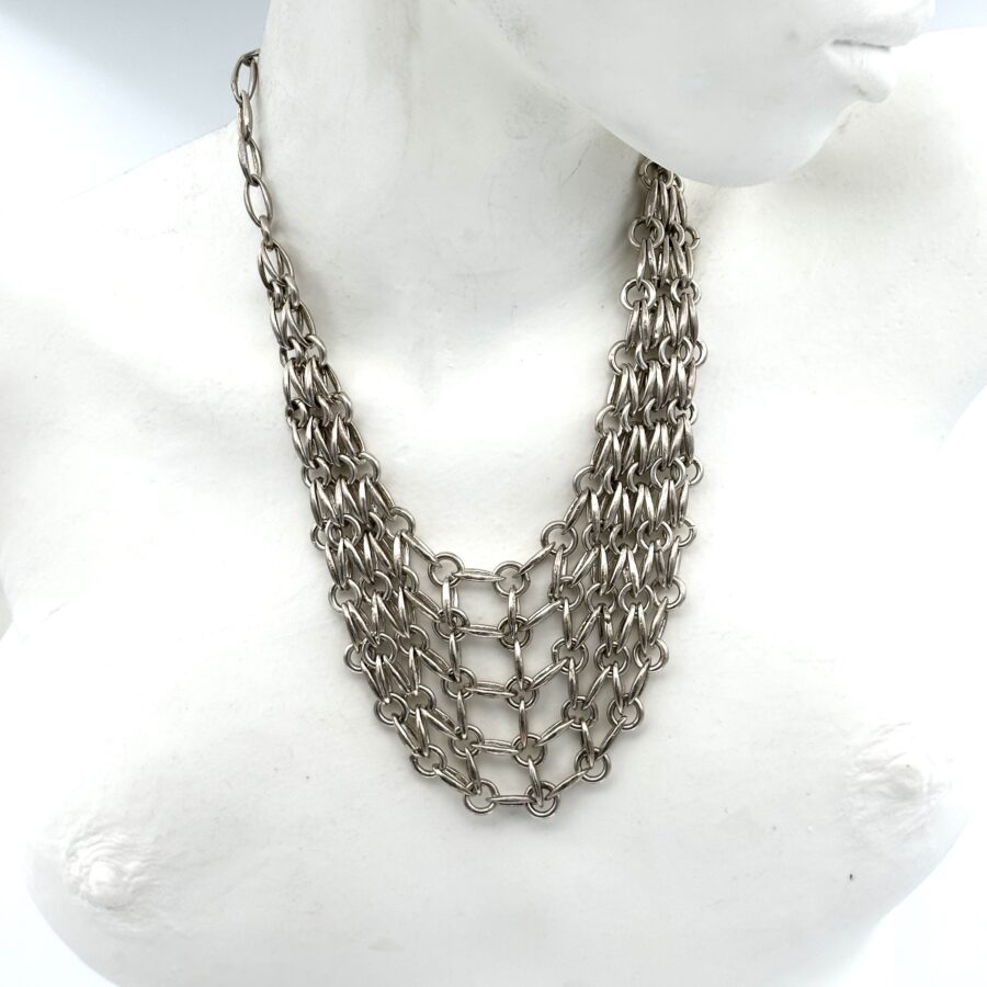 Robert Lee Morris Silver Mesh Bib Necklace - Image 2