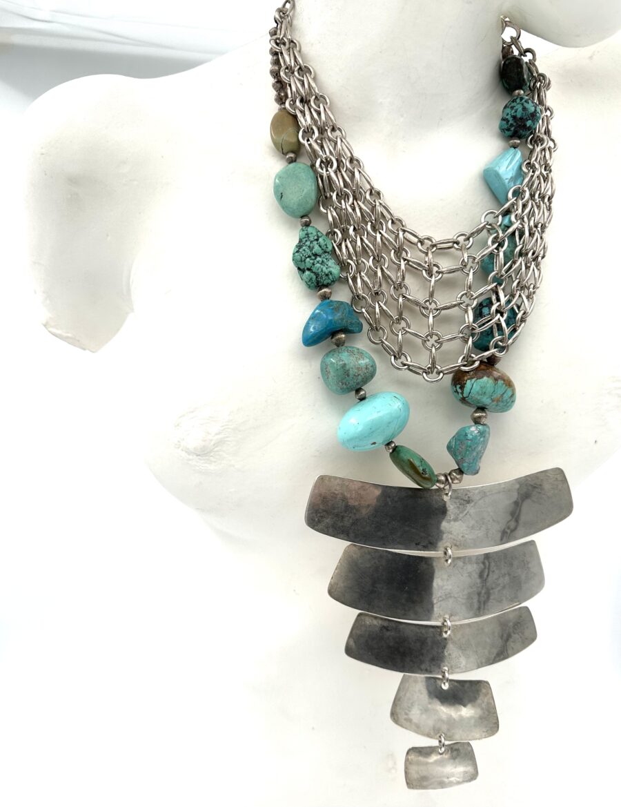Robert Lee Morris Silver Mesh Bib Necklace - Image 5