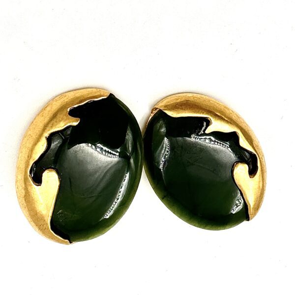 Robert Lee Morris for Donna Karan Jade Button Earrings