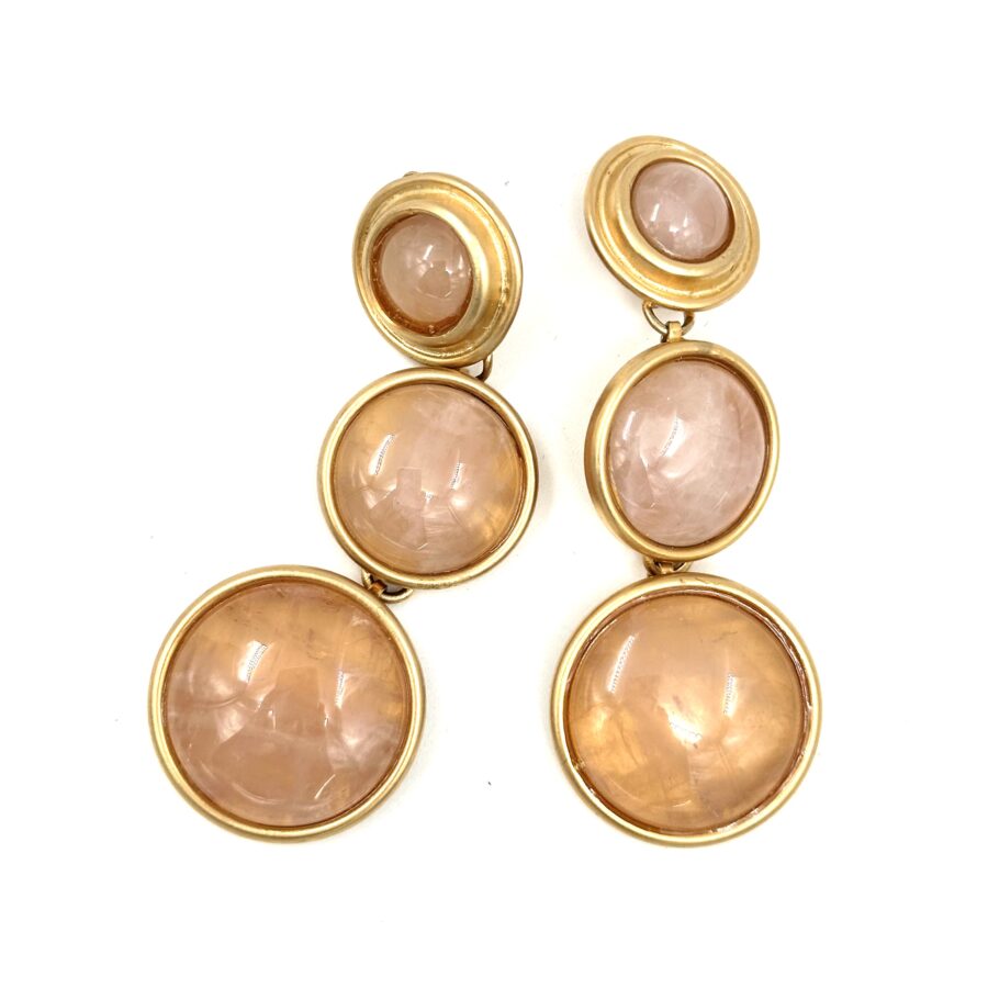 Robert Lee Morris for Donna Karan Pink Quartz 3 Drop Earring