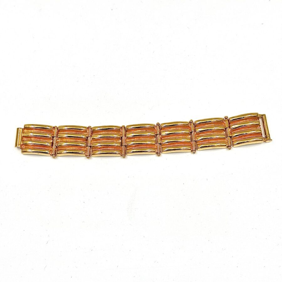 Robert Lee Morris Tire Track Bracelet Shiny Gold Plated Brass - Image 4