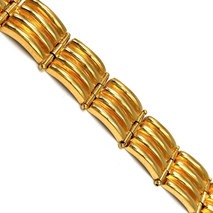 Robert Lee Morris Tire Track Bracelet Shiny Gold Plated Brass
