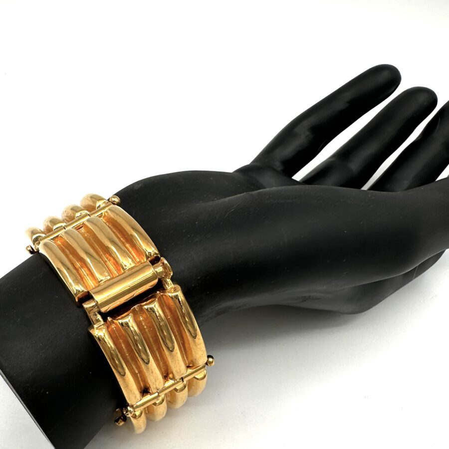 Robert Lee Morris Tire Track Bracelet Shiny Gold Plated Brass - Image 2