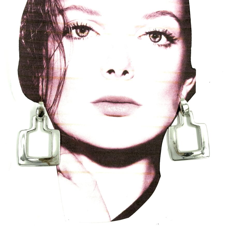 Robert Lee Morris Square Silver Doorknocker Earrings - Image 4