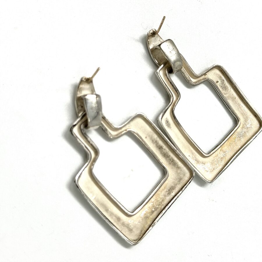 Robert Lee Morris Square Silver Doorknocker Earrings - Image 2