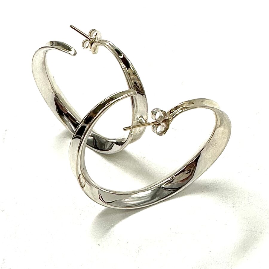 Robert Lee Morris Silver Concave Hoop Earrings