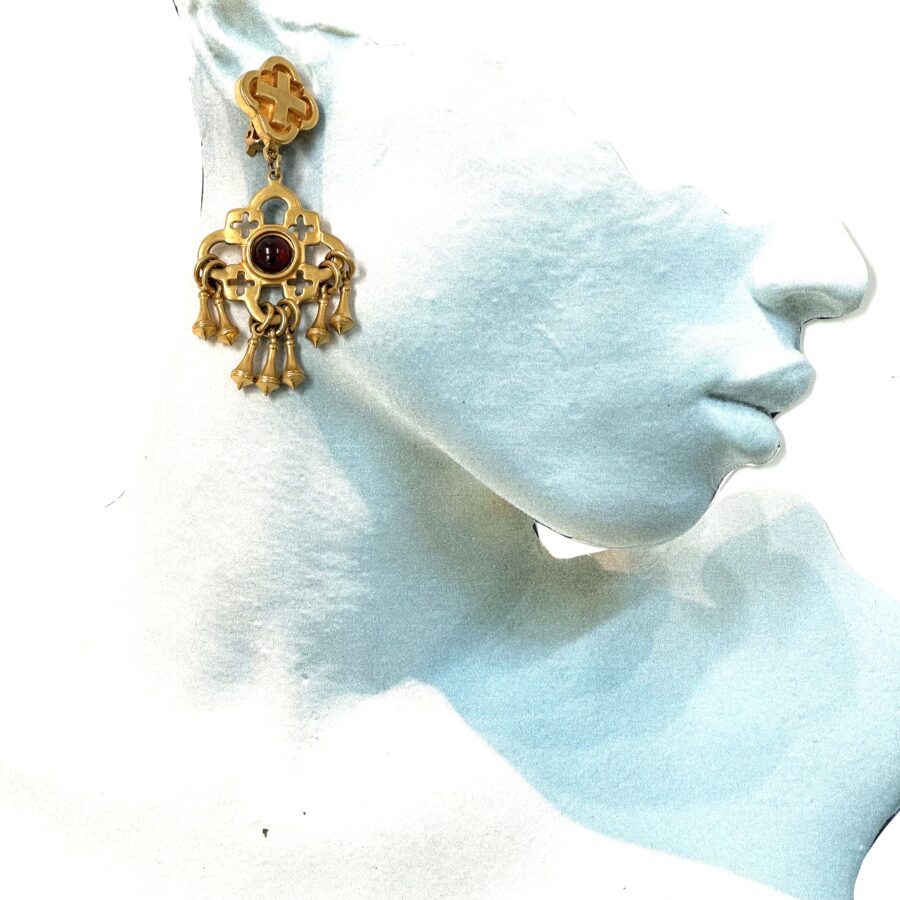 Robert Lee Morris Gold Mini Chandelier Earrings W/ Garnets - Image 2