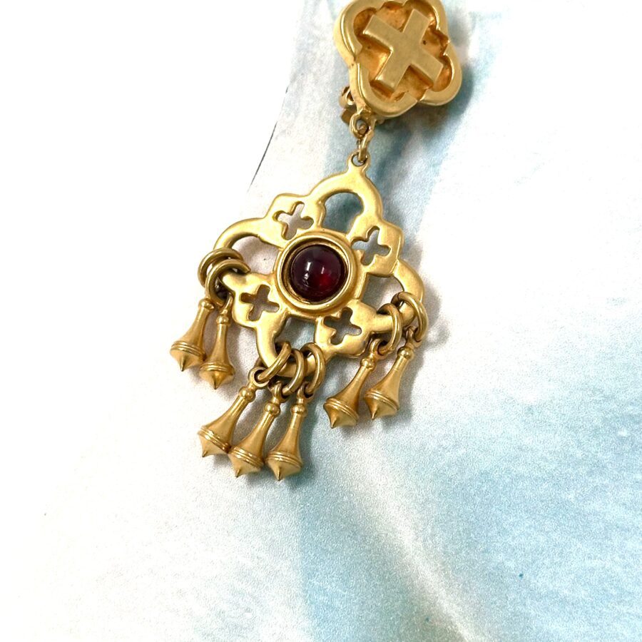 Robert Lee Morris Gold Mini Chandelier Earrings W/ Garnets