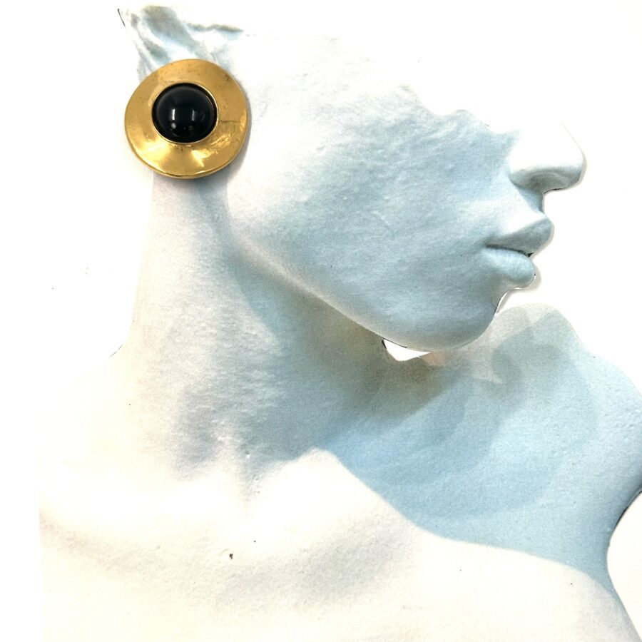 Robert Lee Morris Gold Disc Earrings With Onyx - Image 2
