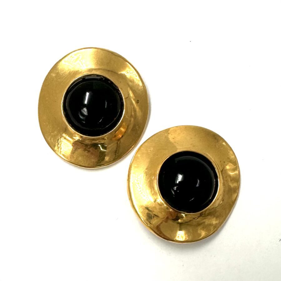 Robert Lee Morris Gold Disc Earrings With Onyx - Image 3