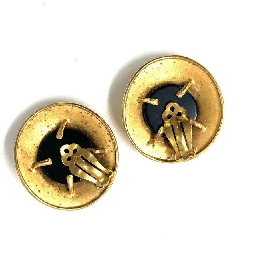 Robert Lee Morris Gold Disc Earrings With Onyx - Image 4