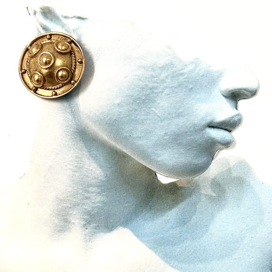 Robert Lee Morris Gold Shield Earrings for Loewe - Image 2