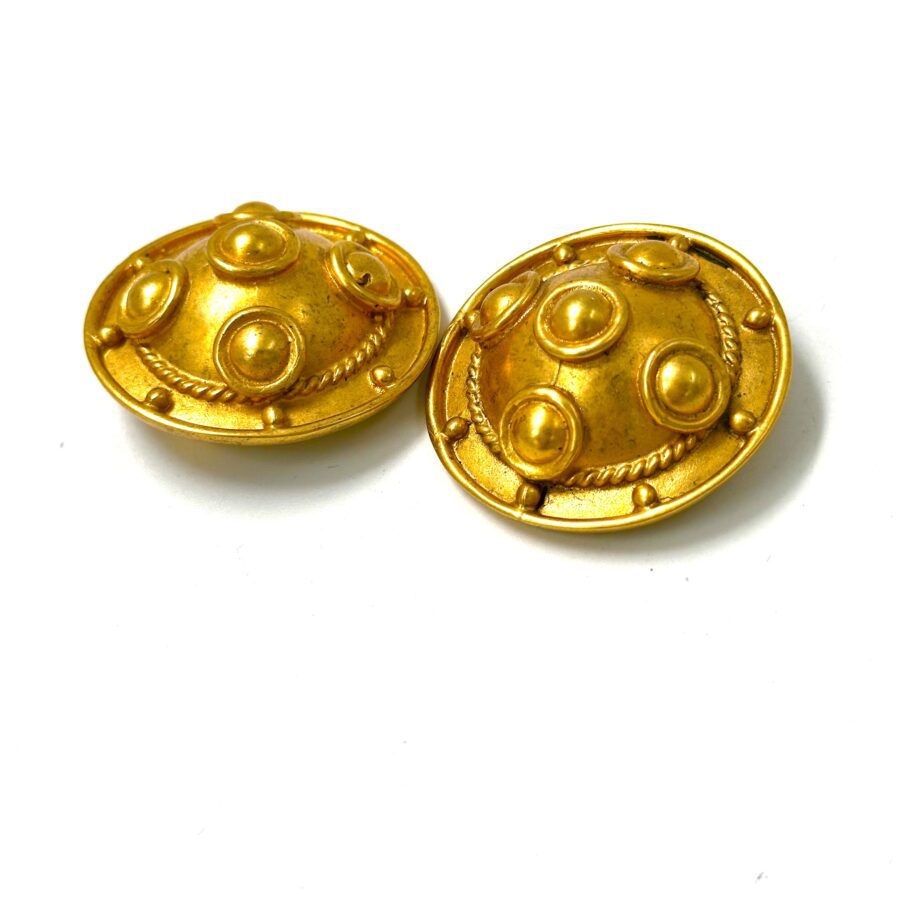 Robert Lee Morris Gold Shield Earrings for Loewe - Image 3