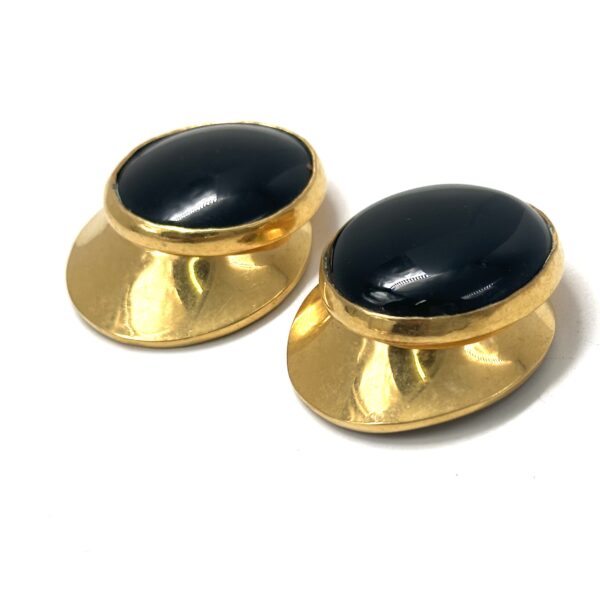Robert Lee Morris for Donna Karan Onyx Button Earrings