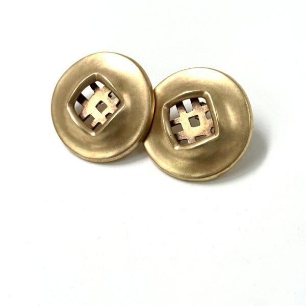 Robert Lee Morris Gold Checkerboard Backed Coin Earrings
