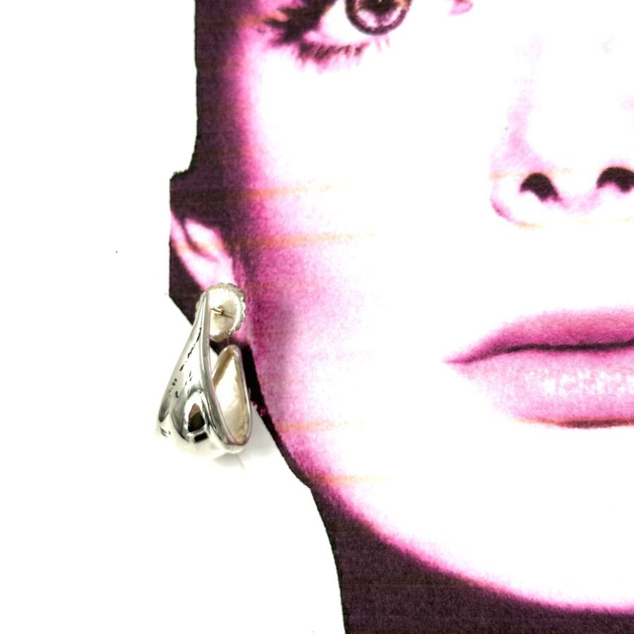 Robert Lee Morris Silver Small African Hoop Earrings - Image 2