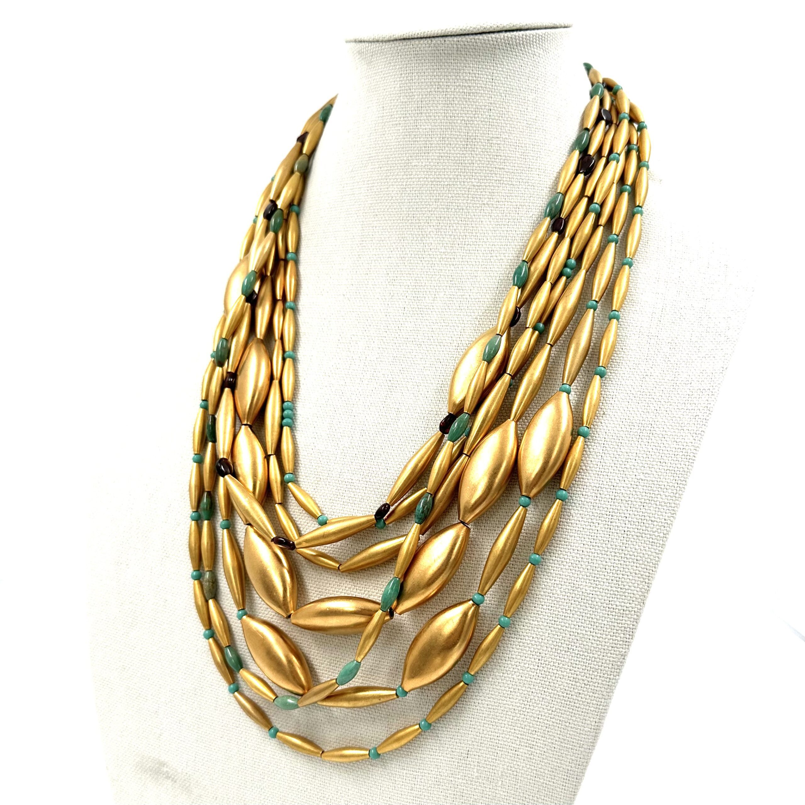 Robert Lee Morris Golden 7 Strand Torpedo Bead Necklace - Image 2