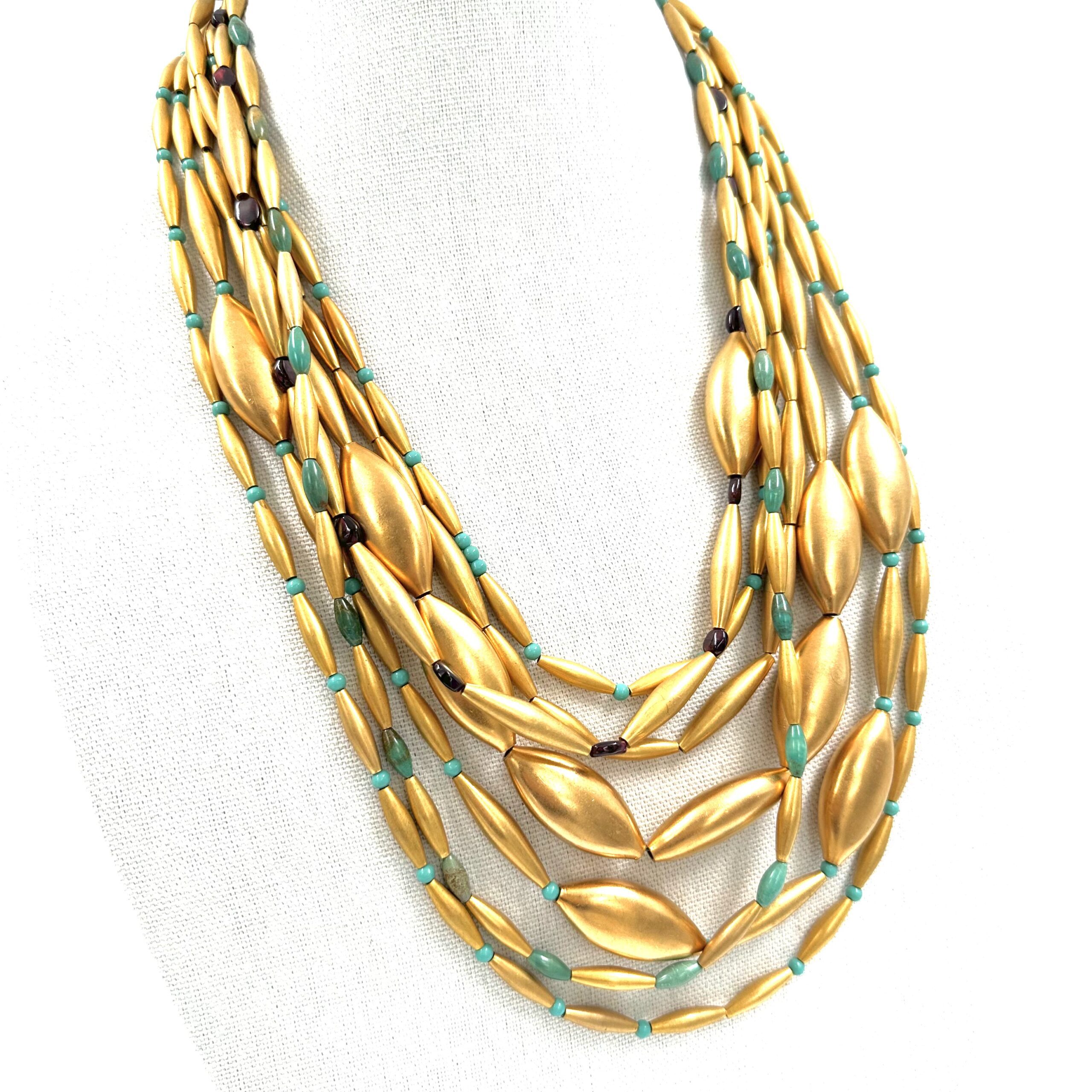 Robert Lee Morris Golden 7 Strand Torpedo Bead Necklace