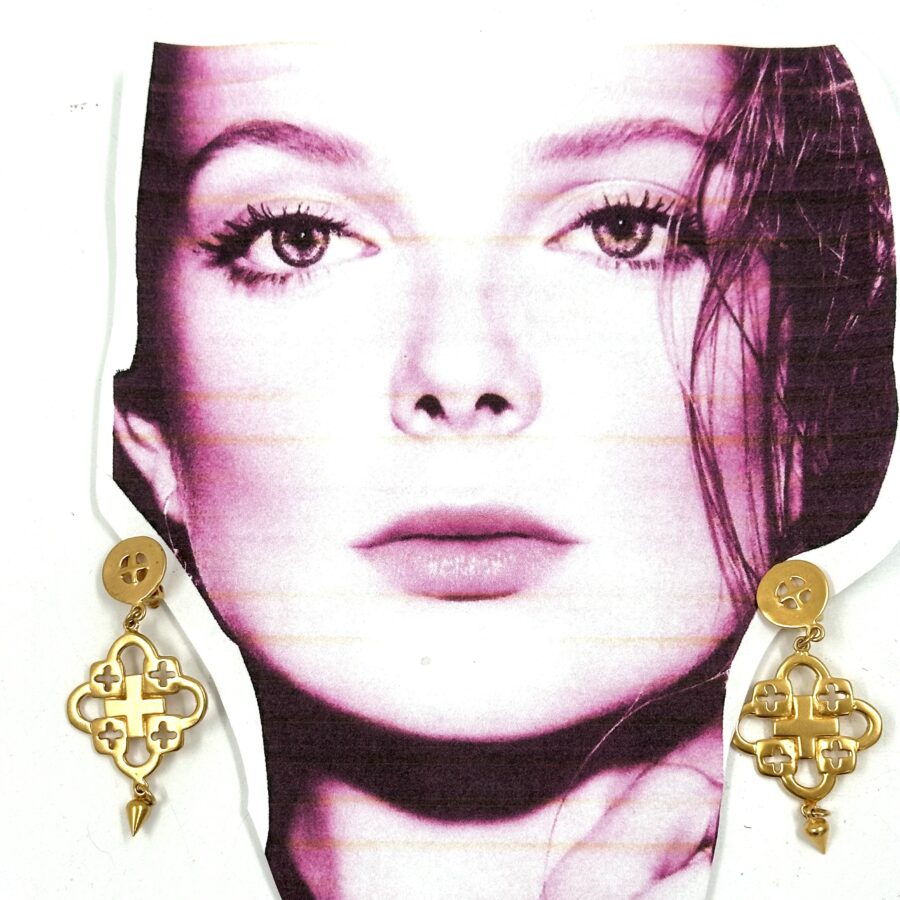 Robert Lee Morris for Donna Karan Gold Cross Earrings - Image 2