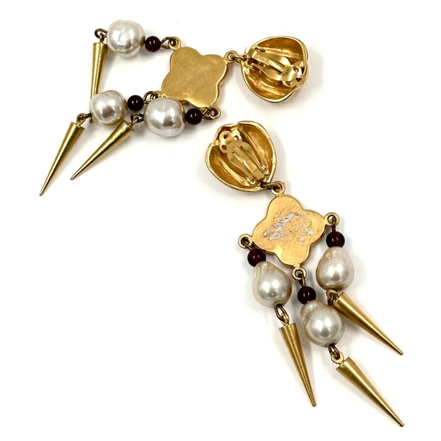 Robert Lee Morris for Donna Karan Pearl & Garnet Earrings - Image 3