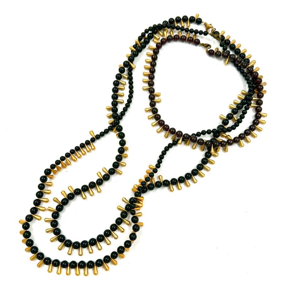 Robert Lee Morris for Donna Karan Longer Onyx and Gold Necklace - Image 3