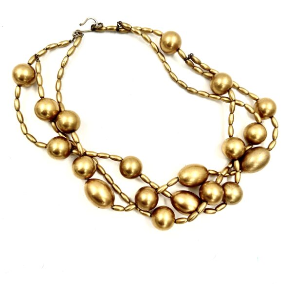 Robert Lee Morris Gold Bead 3 Strand Necklace