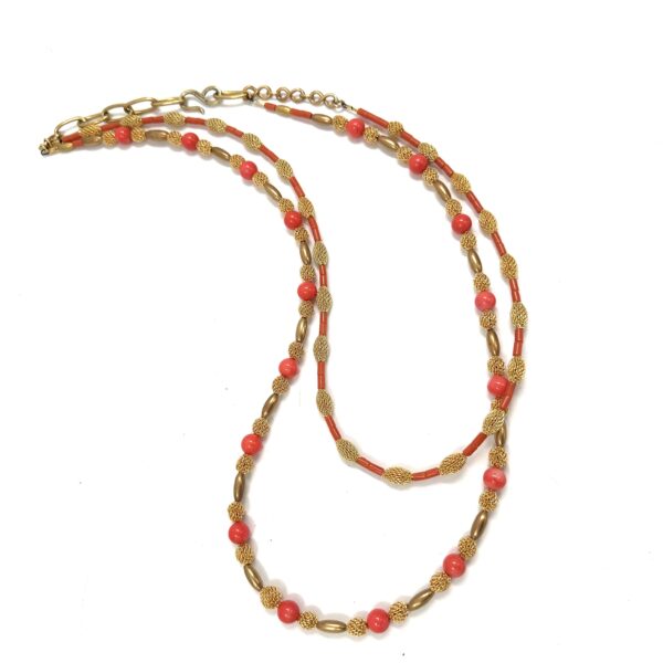 Robert Lee Morris Long Double Strand Red-Orange Necklace