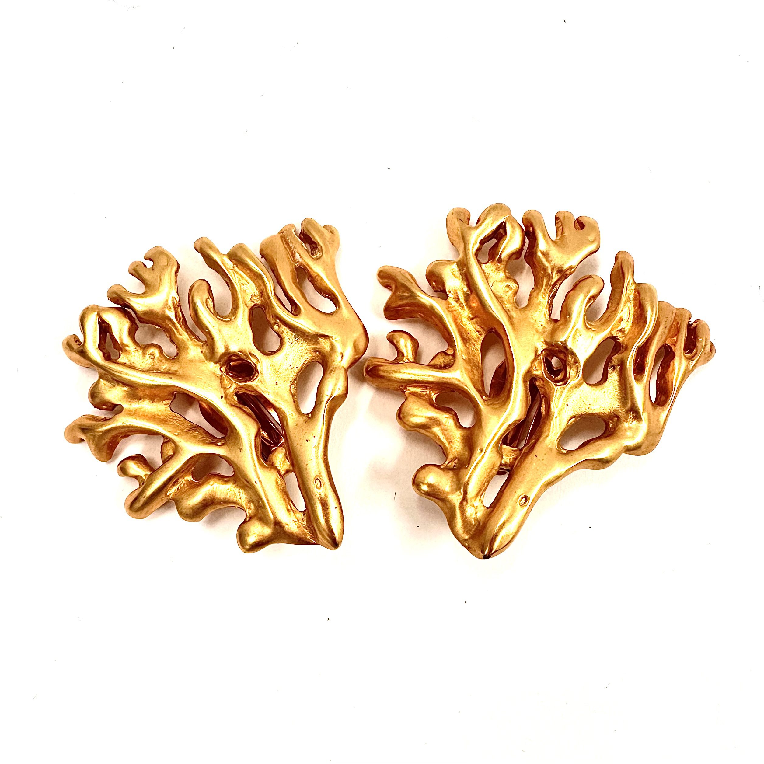 Robert Lee Morris Golden Coral Branch Earrings