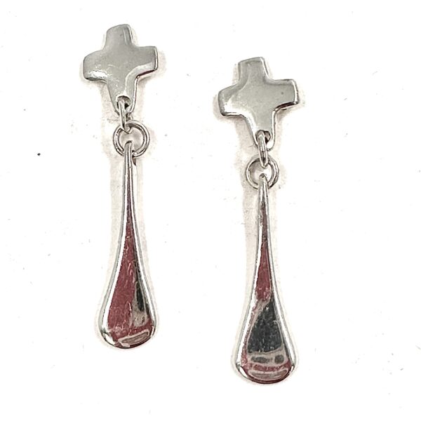 Robert Lee Morris Silver Cross & Paddle Earrings