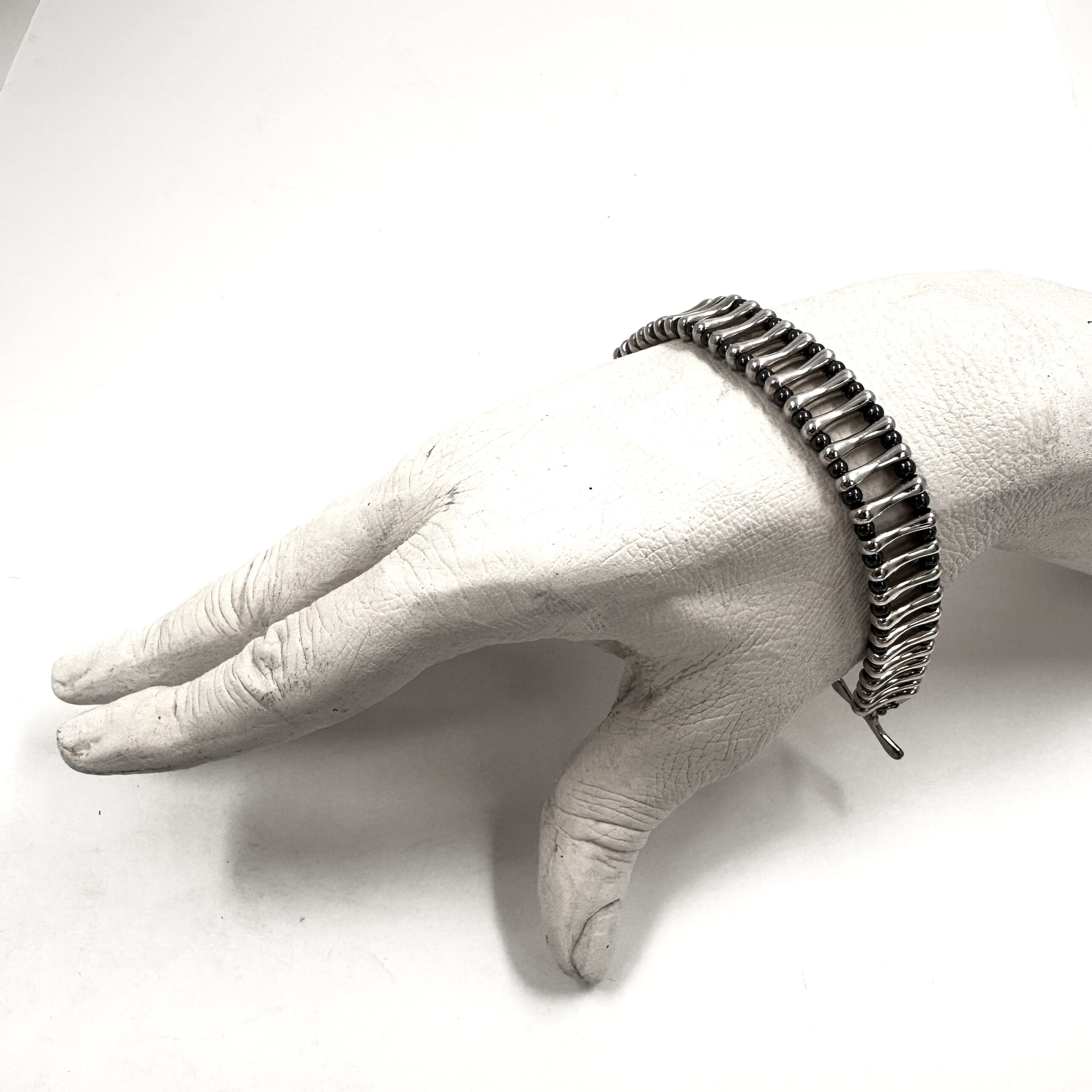Robert Lee Morris Silver Rolling Track Bracelet with Hematite - Image 2