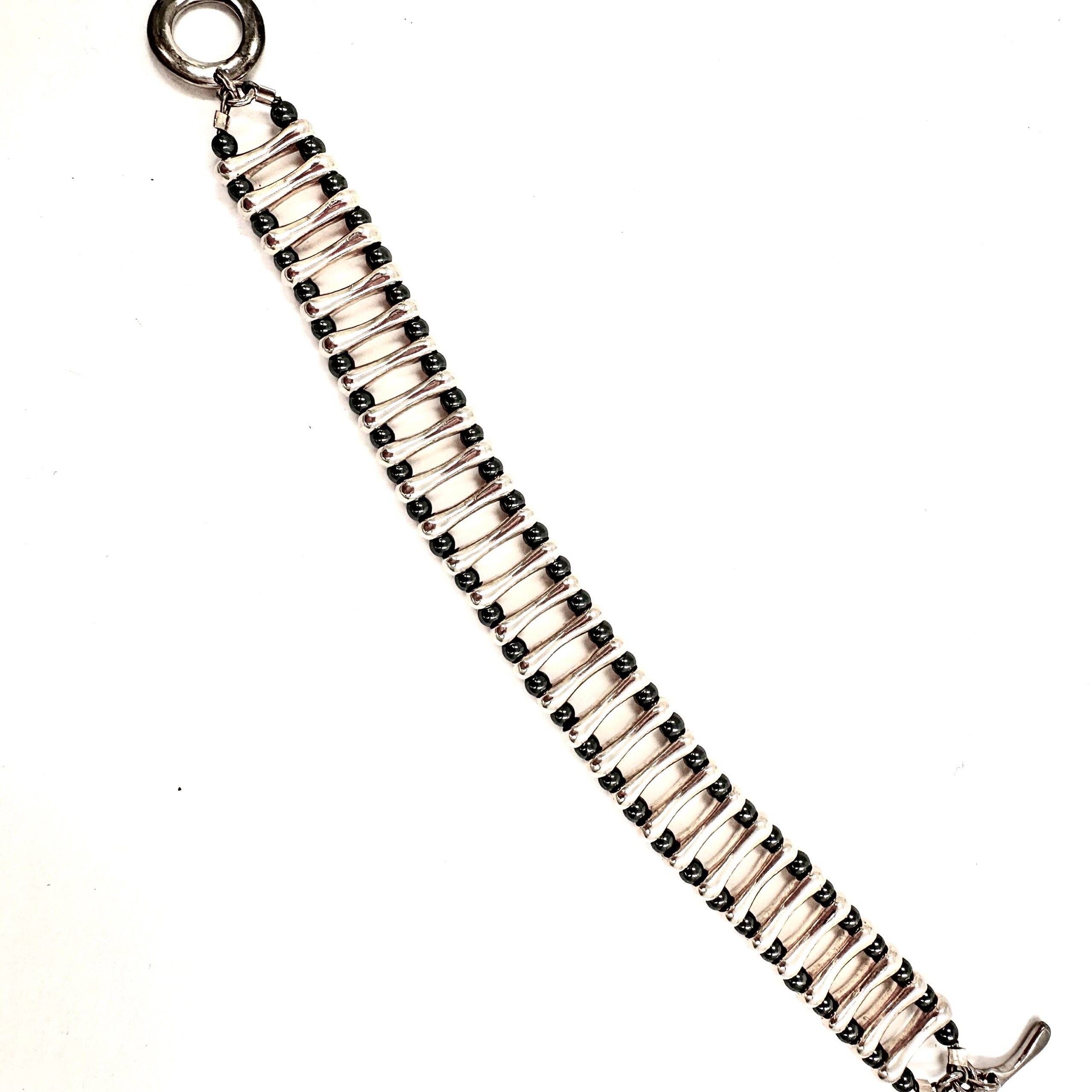 Robert Lee Morris Silver Rolling Track Bracelet with Hematite - Image 5