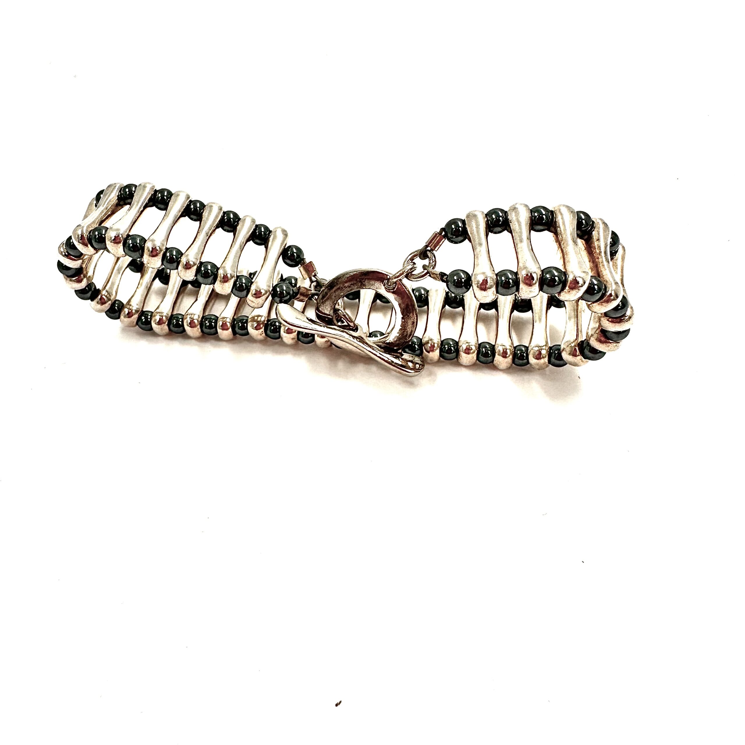 Robert Lee Morris Silver Rolling Track Bracelet with Hematite - Image 4